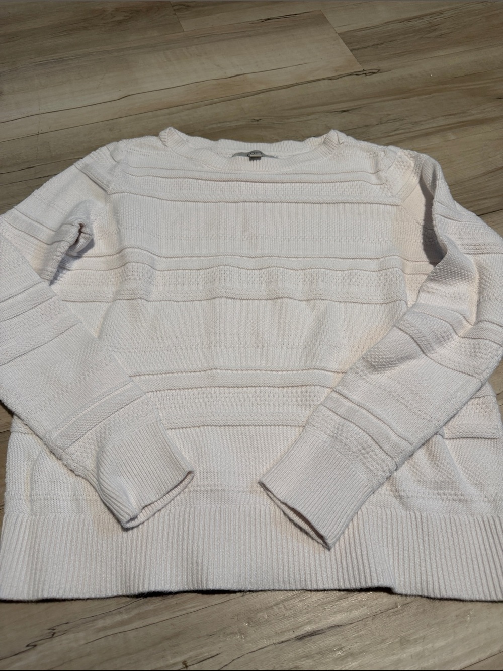 LOFT Cream Textured Crewneck Sweater